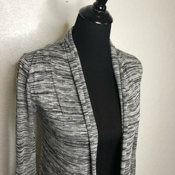 WHBM black white gray marled long open front cardigan size Extra Small XS - Picture 2 of 13